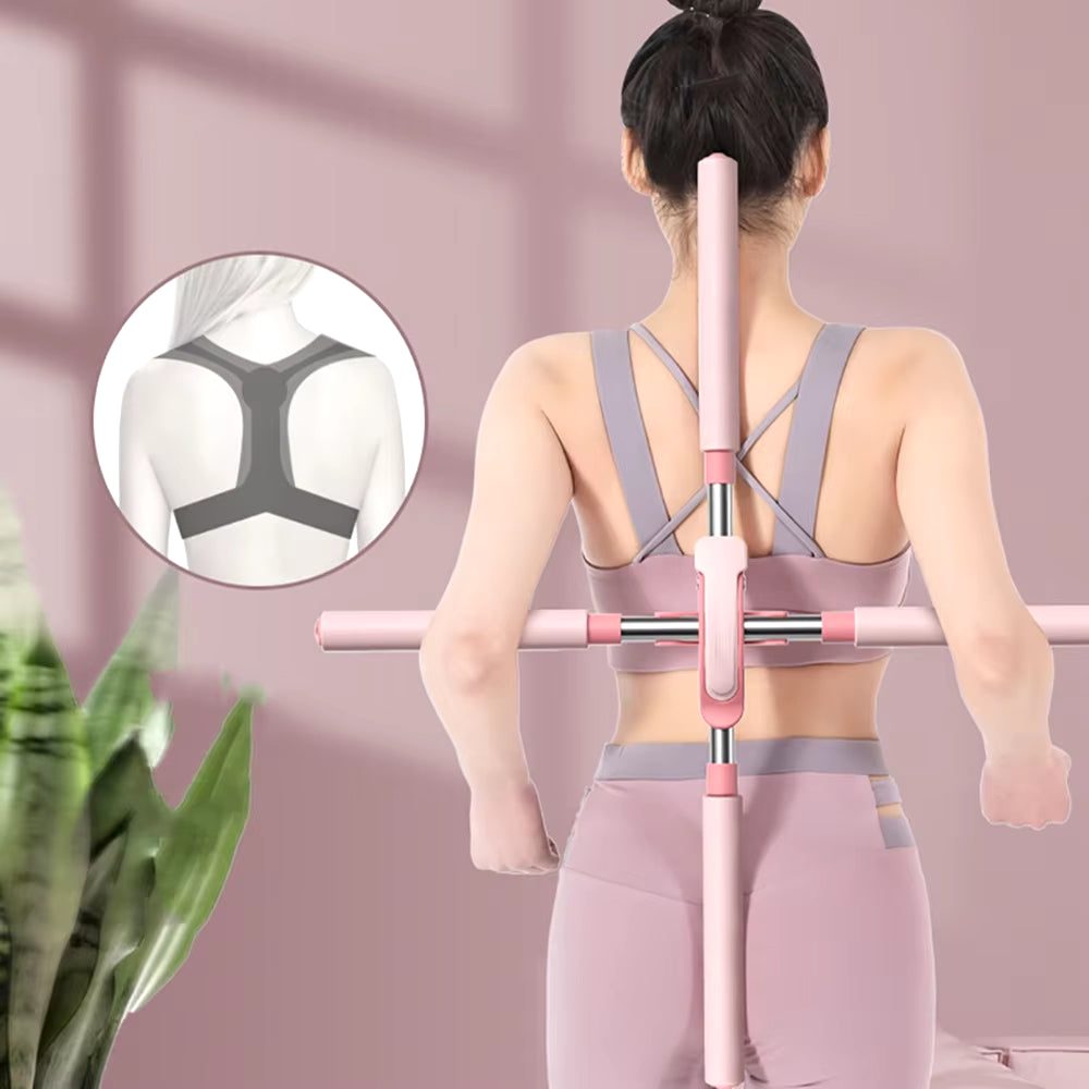 Yoga Hunchback Corrector Adjustable Stainless Steel Body Stick Cross Open Back Standing Training Stick Gym Home Sports Equipment